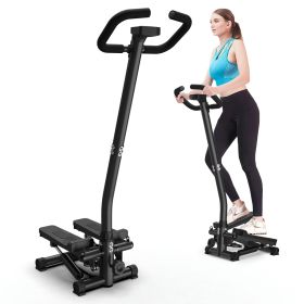 Stair Stepper Machine with Handlebar-Mini Steppers for Exercise with 300LBS Loading Capacity, Hydraulic Fitness Stepper with LCD Monitor(Black)