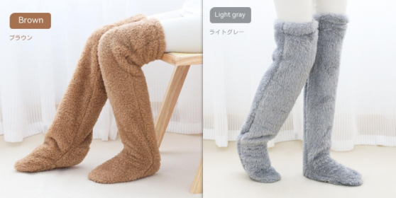 Over Knee High Fuzzy Long Socks Winter Warm Cold Leg Knee Joint Cold-proof Stockings Home Floor Sleeping Socks (Option: Set3-Average Size)