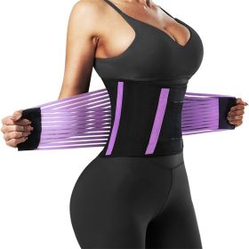 Waist Trainer Belt for Women;  Waist Cincher Trimmer;  Slimming Body Shaper Belt (Color: Purple)