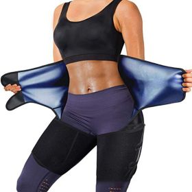 3 in 1 Waist Trimmers for Women Workout Sweat Waist Trainer Body Shaper (Color: Blue)