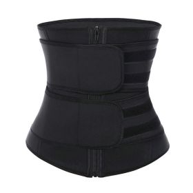 Workout Waist Trainers for Women Sweat Waist Trimmers Weight Loss Body Shaper (Color: Double belt Black)