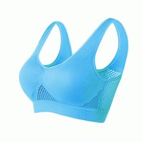 Women Yoga Underwear Padded Crop Tops Underwear Gym Top Yoga Sport Bra Breathable Fitness Running Vest Yoga Bras Sports Type (Color: Blue)