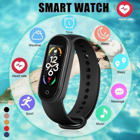 Smartband Fitness Smart Bracelet Heart Rate Blood Pressure Measurement Waterproof Smart Watch Men Women (Color: Pink)