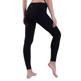 Women's Yoga Pants Power Stretch Workout Leggings Waist Tummy Control (Color: Black)