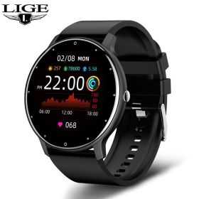 New Smart Watch Men Full Touch Screen Sport Fitness Watch IP67 Waterproof Bluetooth For Android ios smartwatch Men+box (Color: Black)