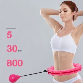 Fitness Ring Adjustable Sport Hoops Abdominal Thin Waist Exercise Detachable Massage Fitness Hoops Gym Home Training Weight Loss (Color: Pink)