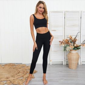 Yoga exercise suit (Color: Black set)