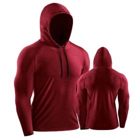 Male Training Shirts Quick Drying Gym Clothing Musculation Sportswear Fitness Running Jackets Rashguards Hoodies ropa deportiva (Color: Red 1)