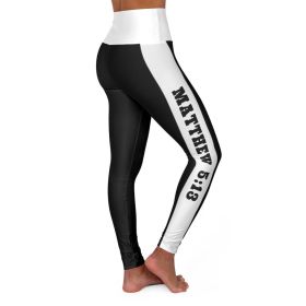 High Waisted Yoga Leggings, Black And White Salt Of The Earth Matthew 5:13 Graphic Style Sports Pants (size: L)