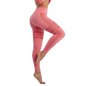 Hollow Mesh Breathable Yoga Pants (Color: Red)