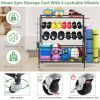 Yoga mat holder, yoga mat storage rack, home gym storage strap hook and wheels black